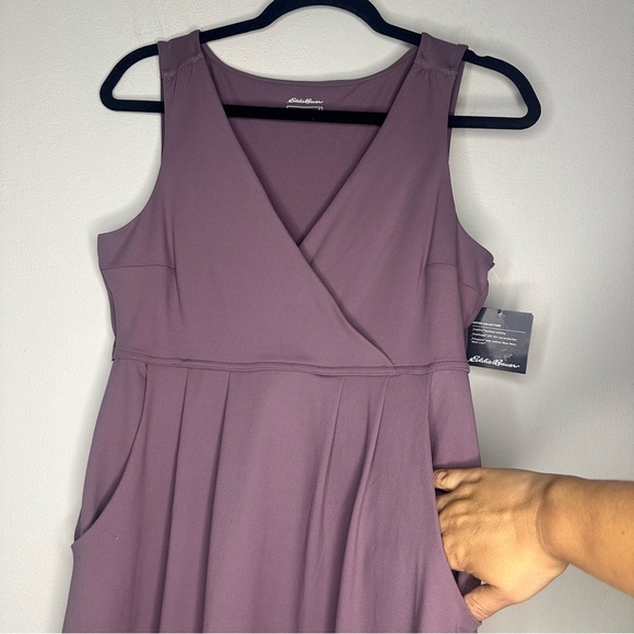 NWT Eddie Bauer Women's Aster Crossover Dress Solid Dusty Violet Pockets Size S - Picture 5 of 12